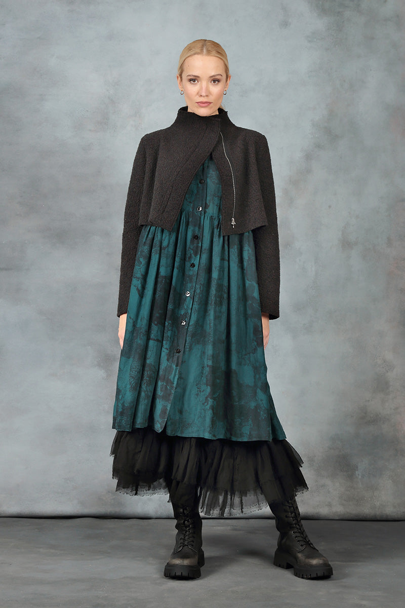 Short Dark Chocolate Plush Wool Cotton Jacket 6