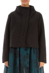 Short Dark Chocolate Plush Wool Cotton Jacket 1