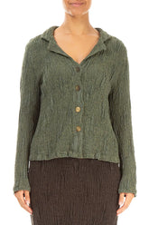 Short Forest Mist Textured Silk Linen Jacket 1