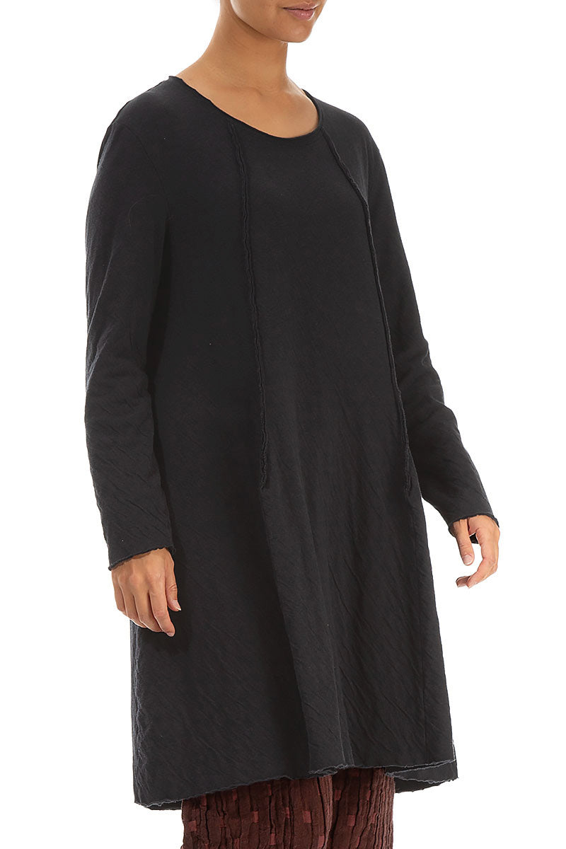 Short Grey Wavy Cotton Tunic Dress 3