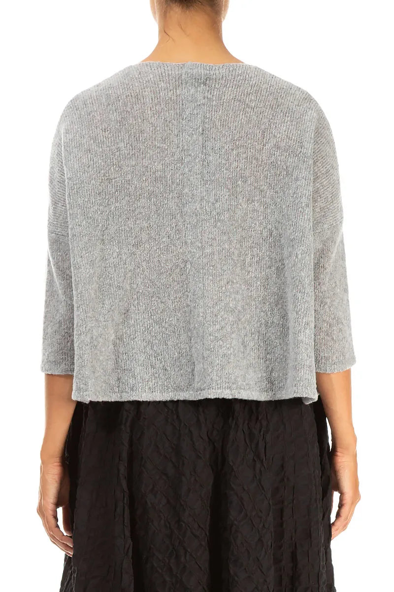 Short Loose Light Grey Wool Cardigan 2