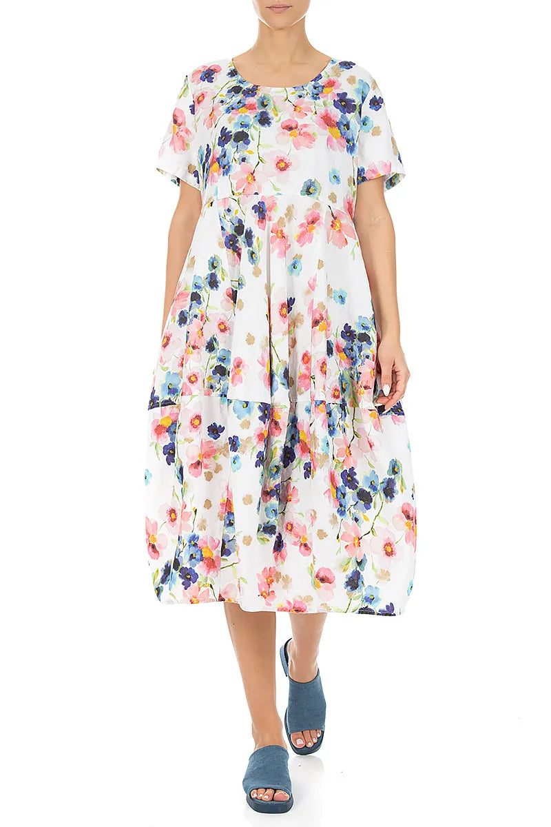 Short Sleeves Balloon Primrose Linen Dress 4