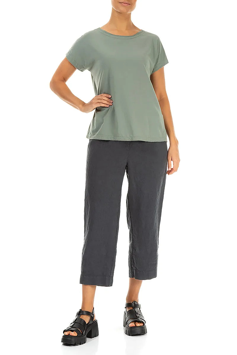 Short Sleeves Sage Cotton Top 4