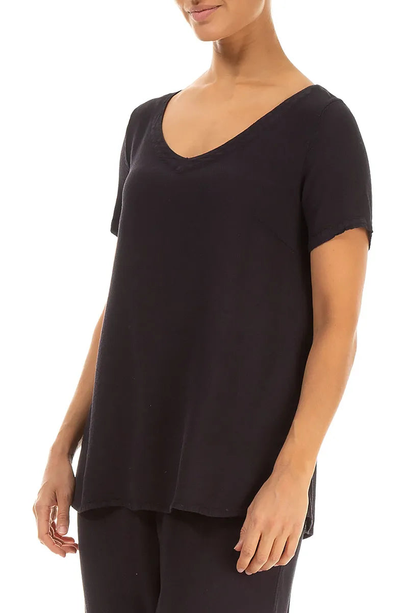 Short Sleeves V-Neck Graphite Viscose Blouse 3