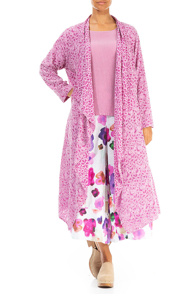 Short Sleeves Wild Berry Crinkled Silk Viscose Blouse 4