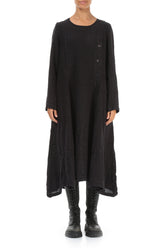 Side Buttons Vintage Violet Mélange Linen Dress 1