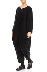 Side Closure Waves Black Silk Jacket 3