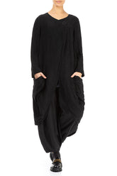 Side Closure Waves Black Silk Jacket 4