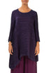 Side Pocket Asymmetric Crinkled Royal Purple Silk Tunic 1