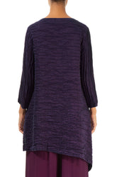 Side Pocket Asymmetric Crinkled Royal Purple Silk Tunic 2