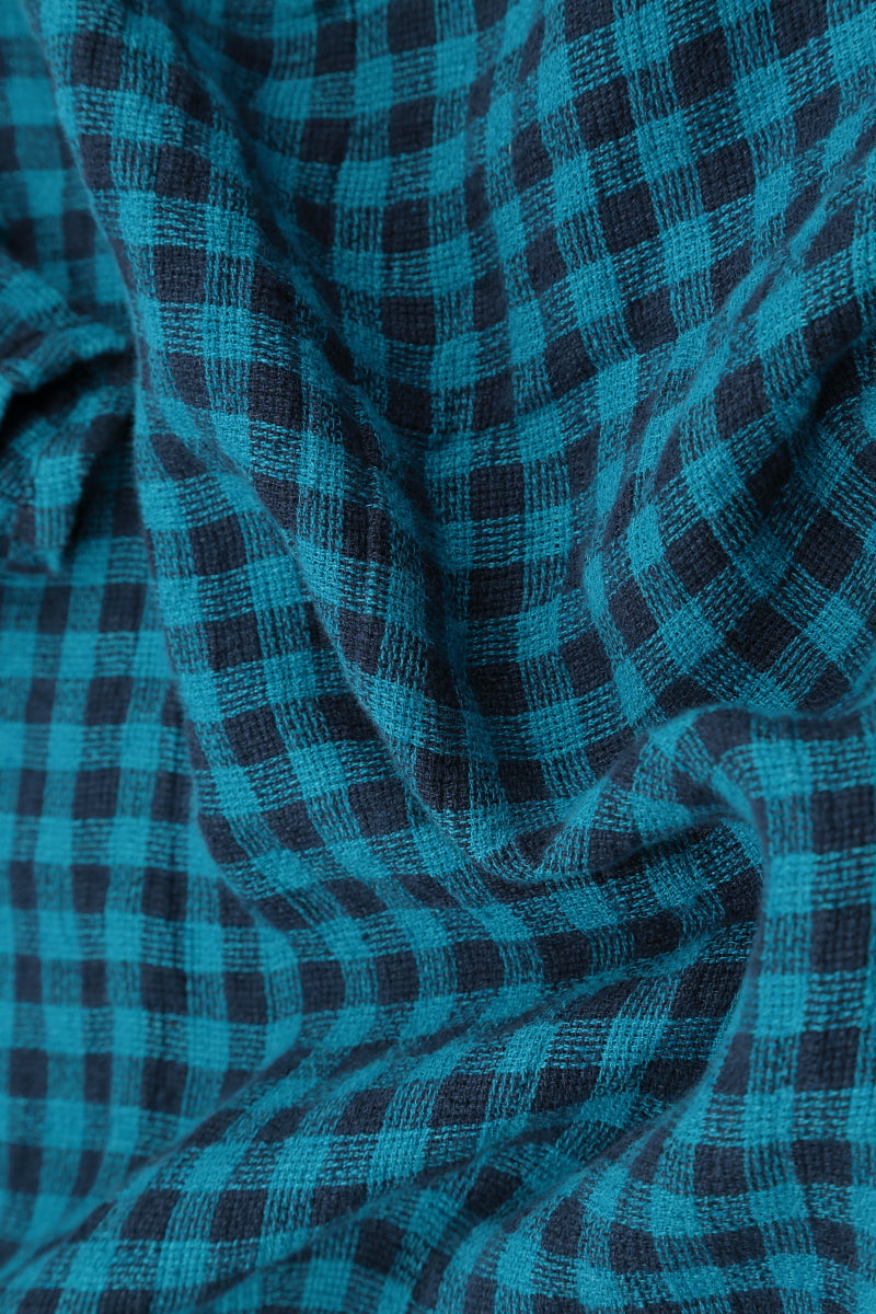 Side Pocket Blue Check Linen Shirt 5