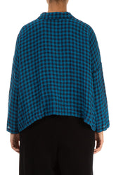 Side Pocket Blue Check Linen Shirt 2