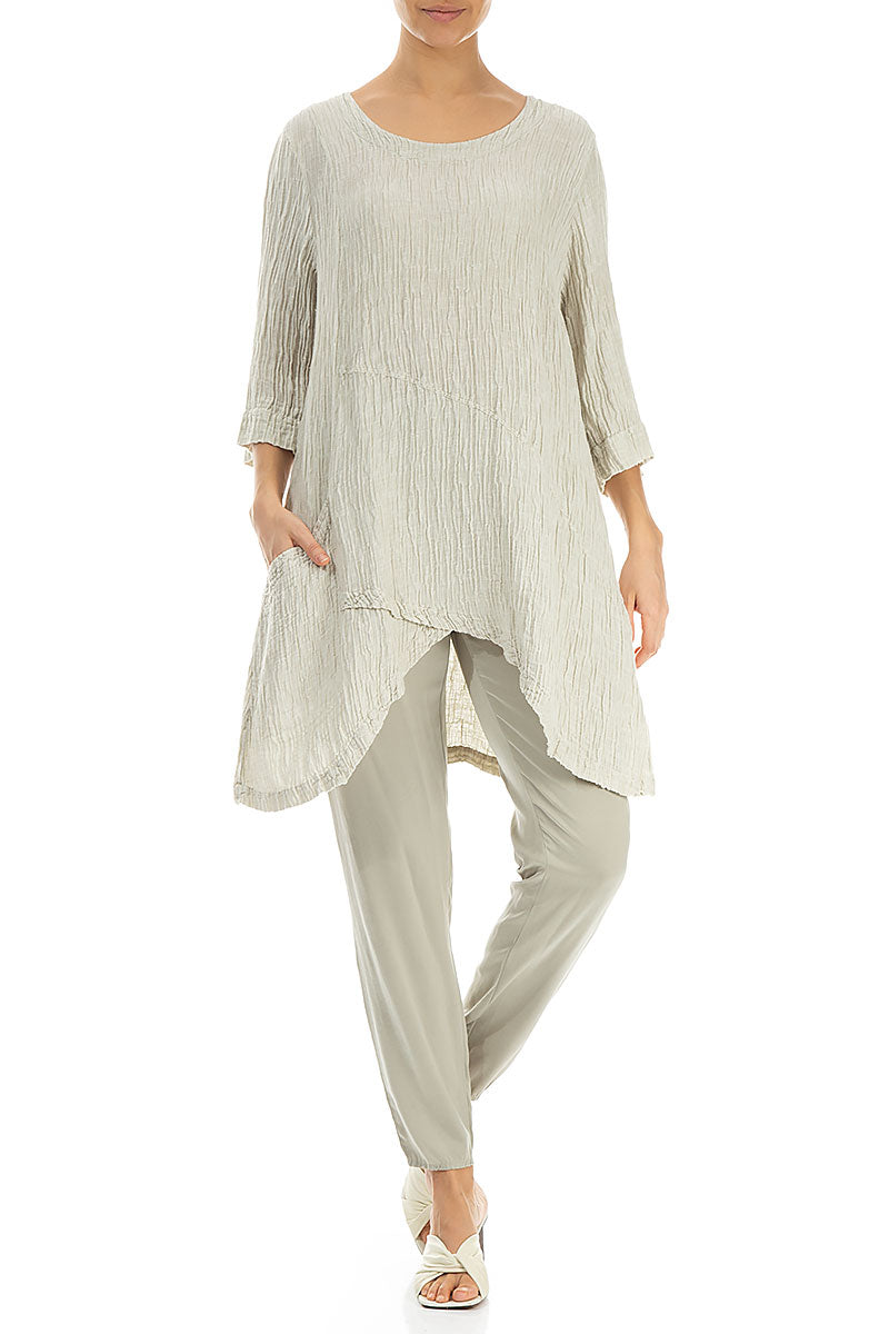 Pocket Crinkled Pearl Silk Tunic 4
