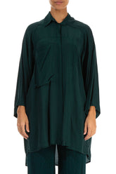 Side Pocket Emerald Silk Bamboo Shirt 1