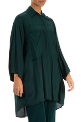 Side Pocket Emerald Silk Bamboo Shirt 3