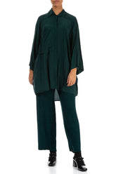 Side Pocket Emerald Silk Bamboo Shirt 2