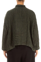 Side Pocket Forest Mist Check Linen Shirt 2