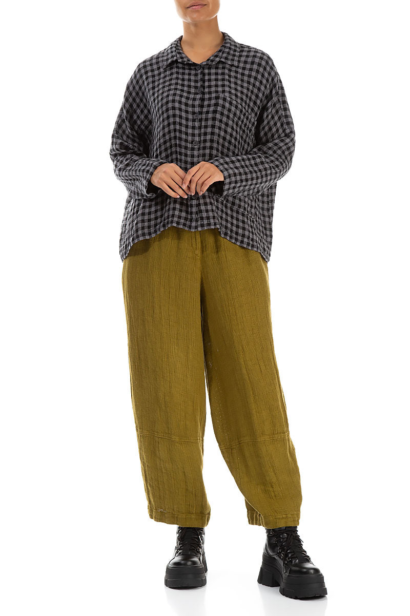 Side Pocket Grey Check Linen Shirt 5