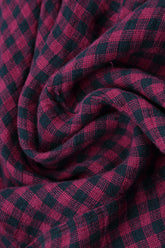 Side Pocket Magenta Check Linen Shirt 5