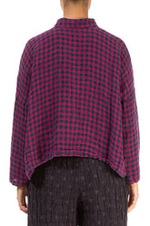 Side Pocket Magenta Check Linen Shirt 2