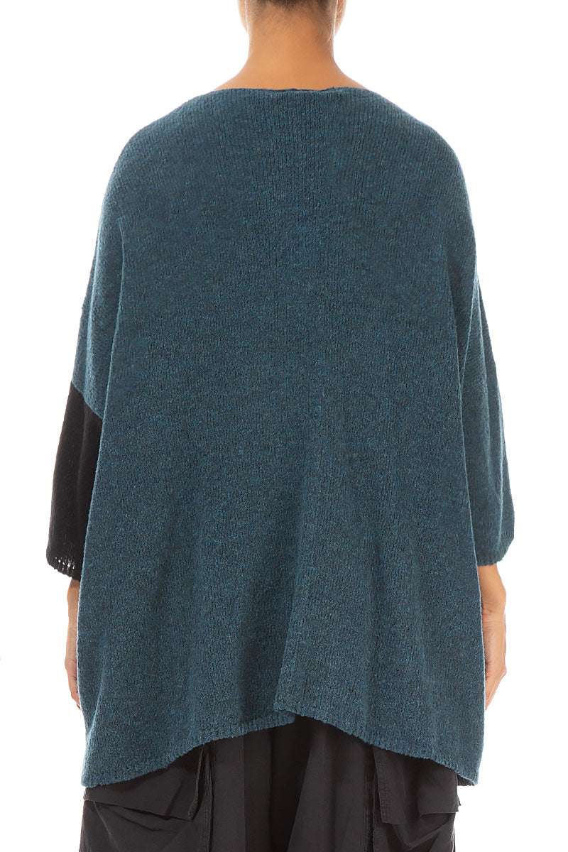 Side Pocket Teal & Black Sweater 2