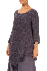 Side Pocket Vintage Violet Circle Silk Linen Tunic 3