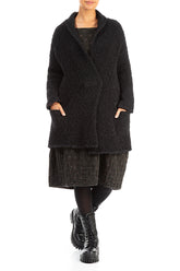 Side Pockets Black Alpaca Wool Cardigan 4