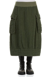 Side Pockets Forest Mist Textured Linen Skirt 1