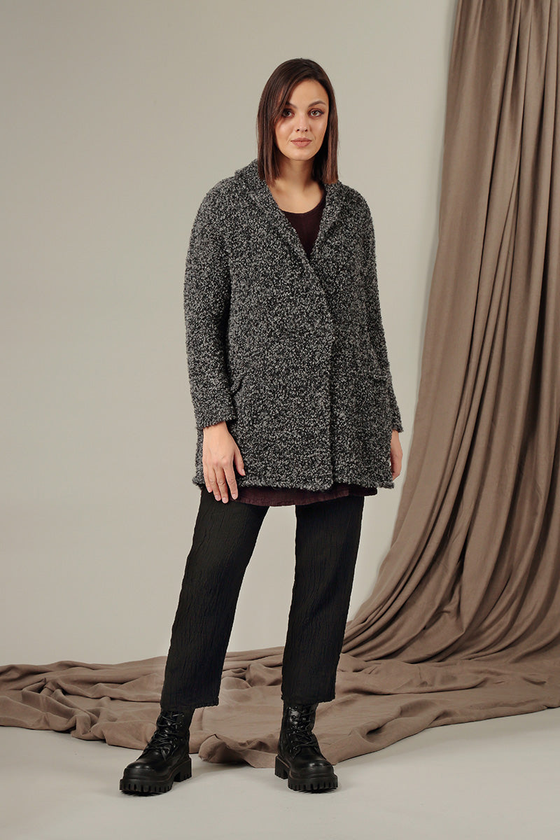 Side Pockets Mélange Grey Alpaca Wool Cardigan 6