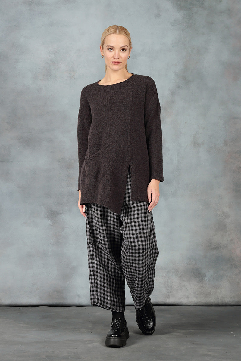 Side Split Chocolate Wool Sweater 6