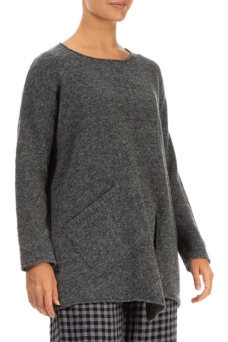 Side Split Grey Wool Sweater 3