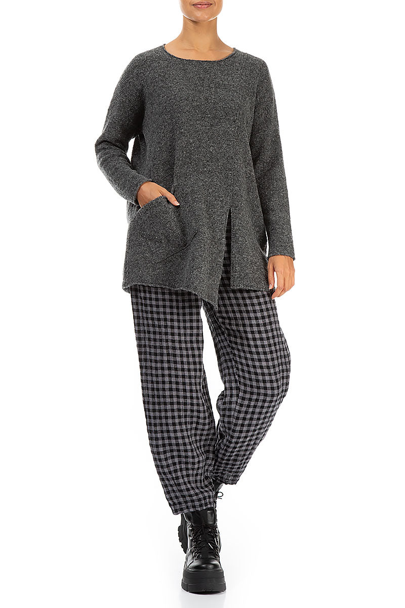 Side Split Grey Wool Sweater 4