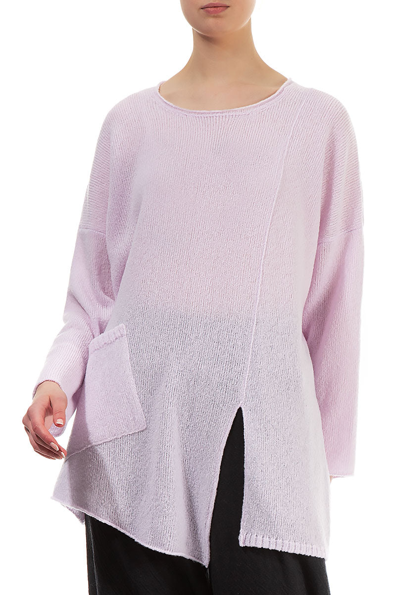 Side Split Light Pink Wool Sweater 4