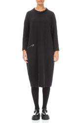 Side Zip Wavy Cotton Midi Dress 1