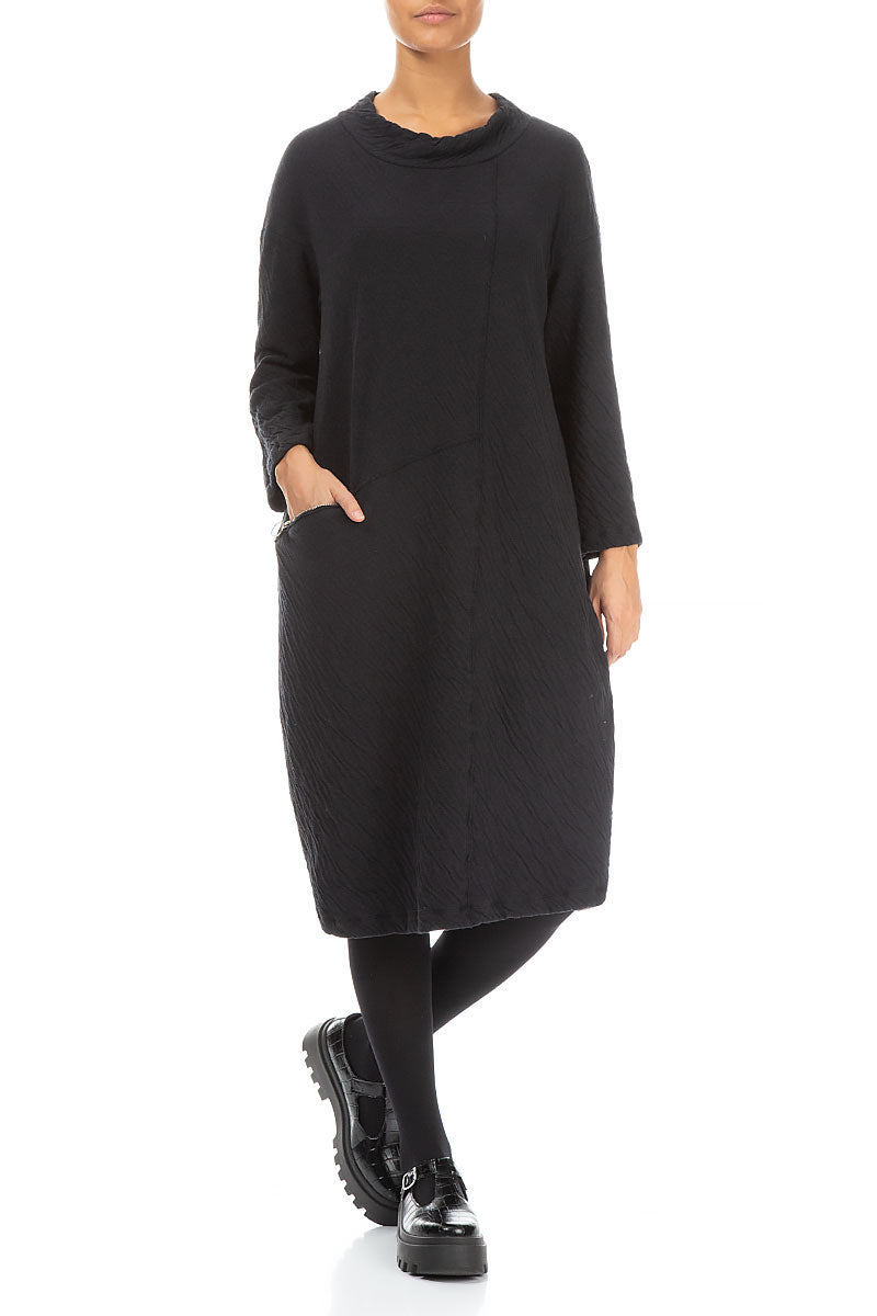 Side Zip Wavy Cotton Midi Dress 4