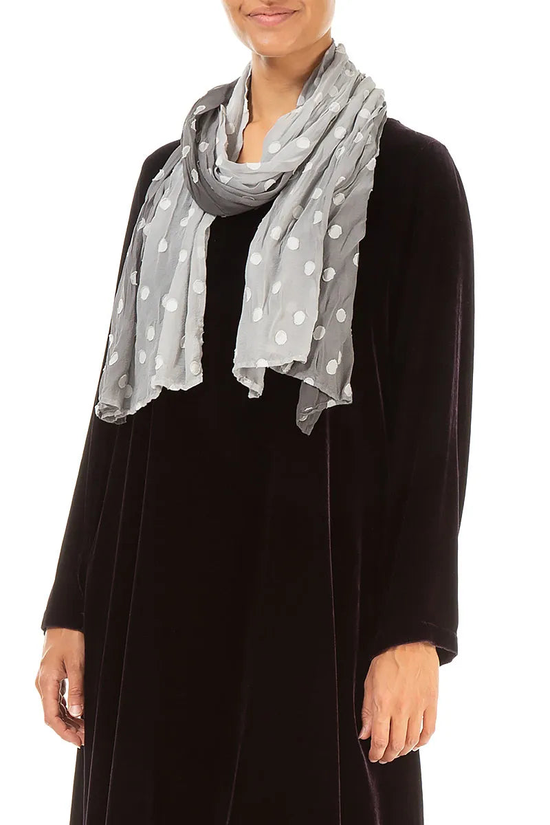 Silver Light Dotty Ombré Silk Scarf 3