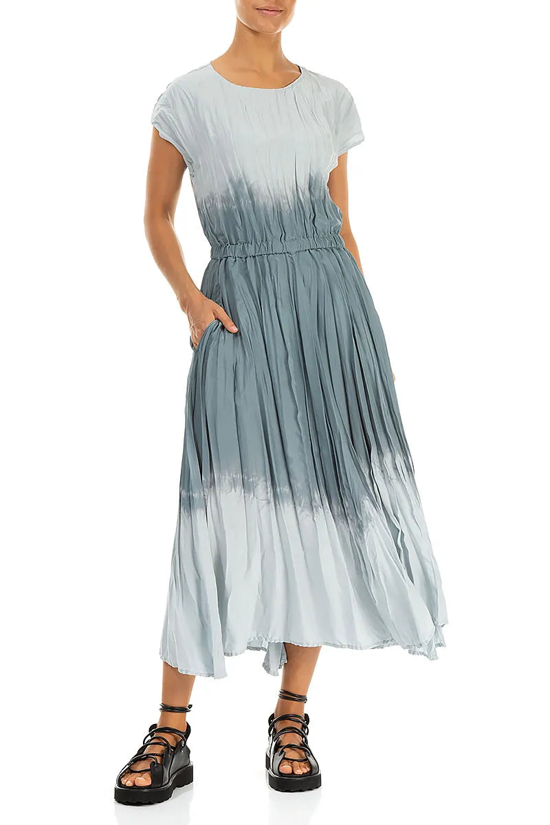 Silver Grey Ombré Pure Silk Dress