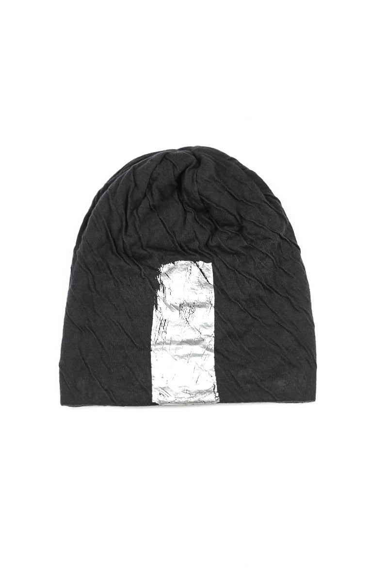 Silver Metallic Grey Wavy Cotton Beanie Hat