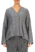 Silver Pleated Silk Linen Jacket 1