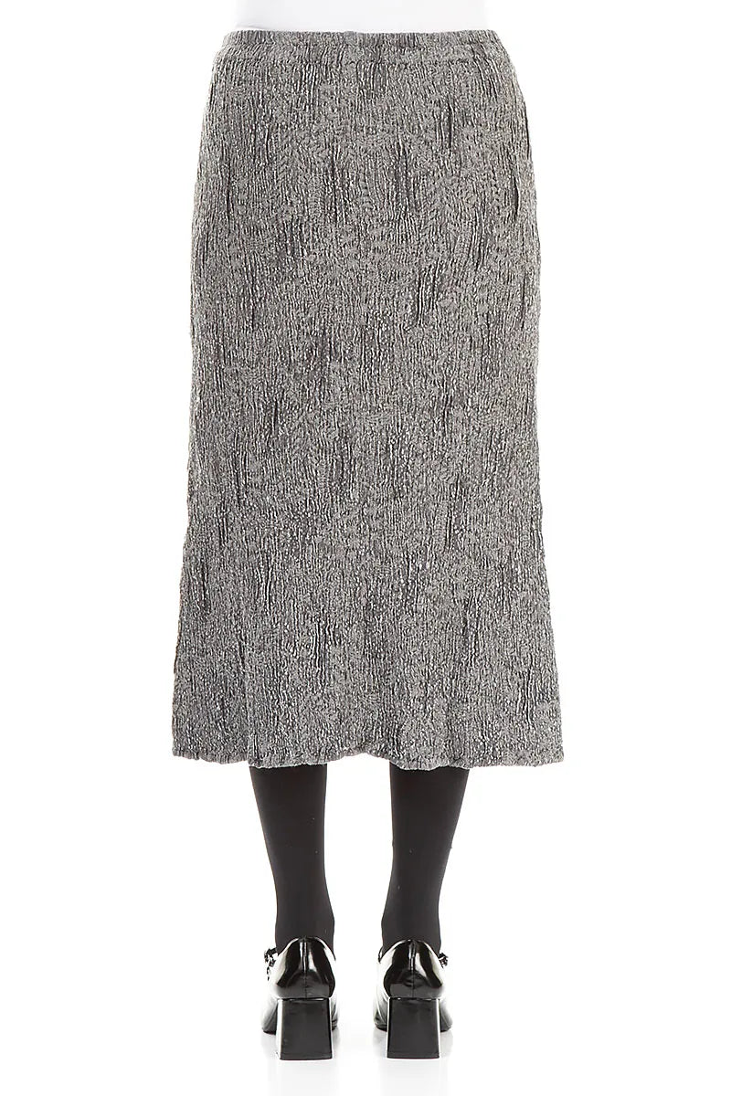 Silver Textured Silk Linen Pencil Skirt