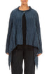 Single Button Crinkled Navy Silk Jacket 1