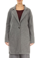 Single Button Grey Wool Coat 1