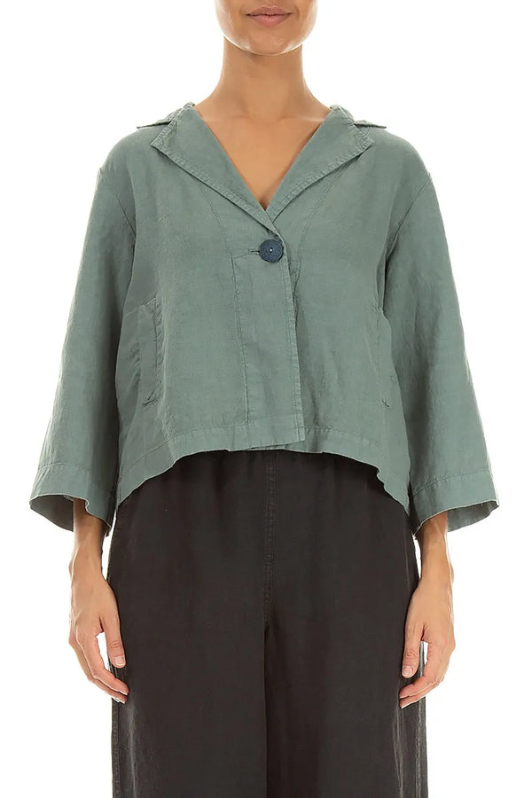 Veste blazer en lin sauge à un bouton