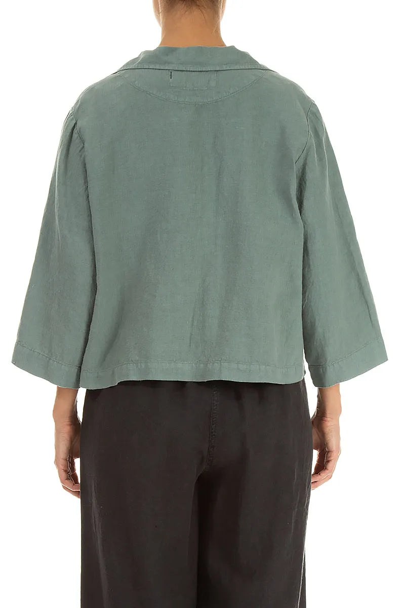 Veste blazer en lin sauge à un bouton