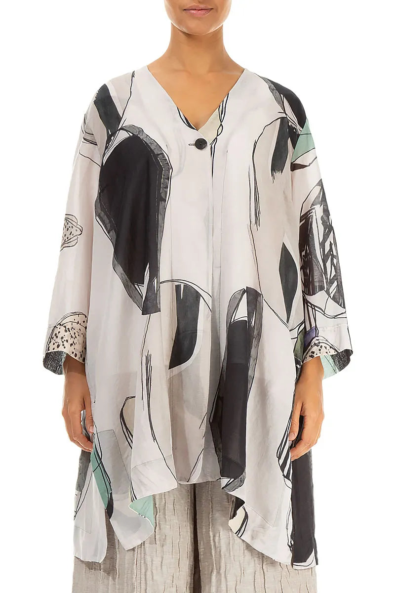 Single Button Tumbled Stone Silk Cotton Jacket