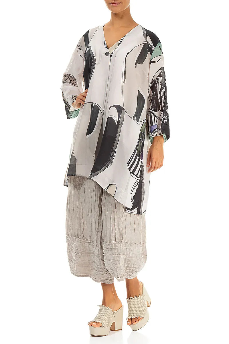 Single Button Tumbled Stone Silk Cotton Jacket