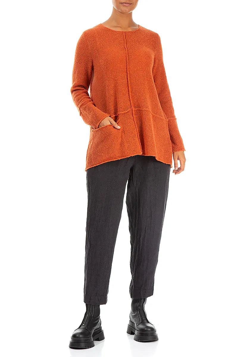 Single Pocket Burnt Orange Wool Sweater 4