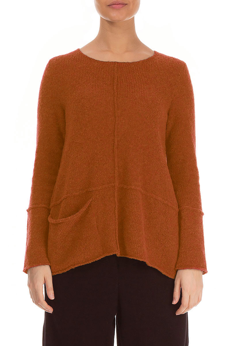 Single Pocket Burnt Orange Wool Sweater 1