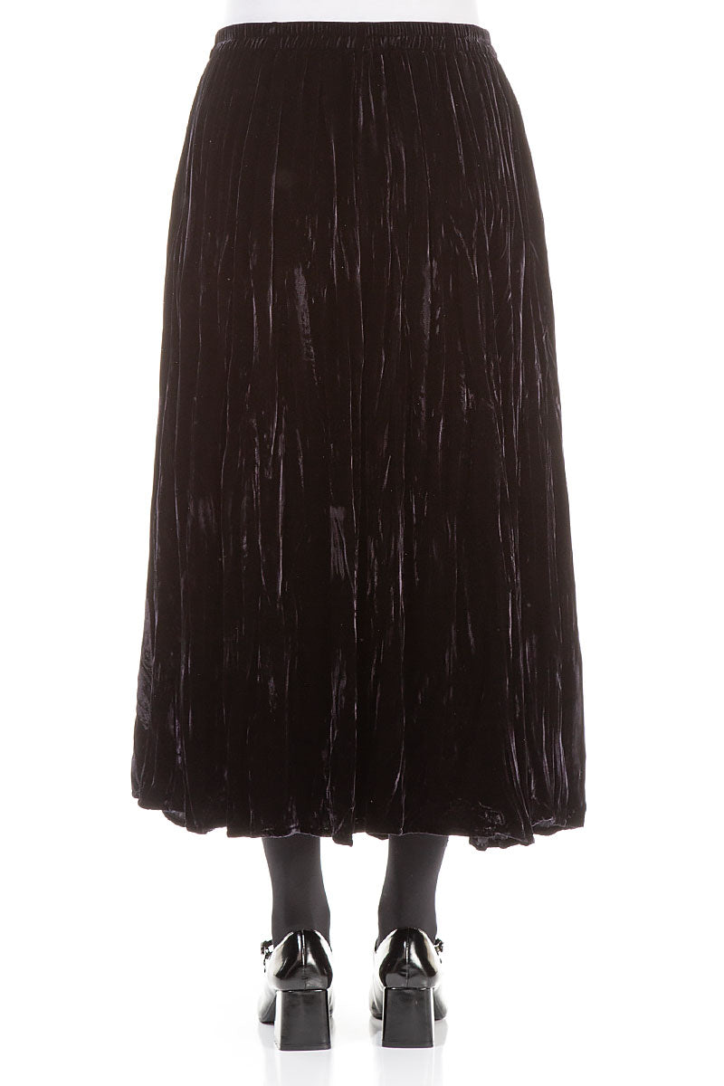 Jupe en velours de soie froissé bleu ardoise