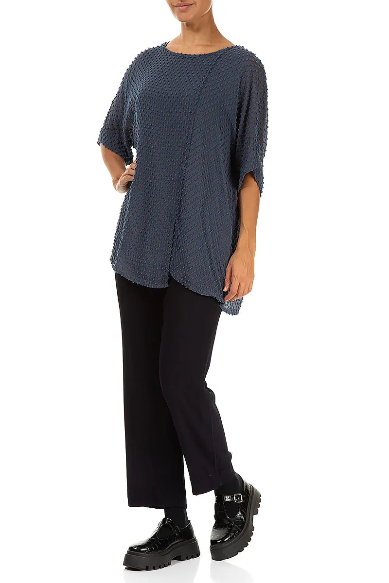 Slate Blue Dotty Silk Blouse 4